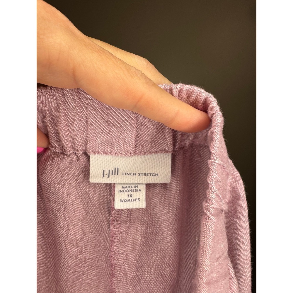 J. Jill Linen Stretch Lavender Purple Crop Pants Button Hem Plus Size 1X Womens - Picture 2 of 4